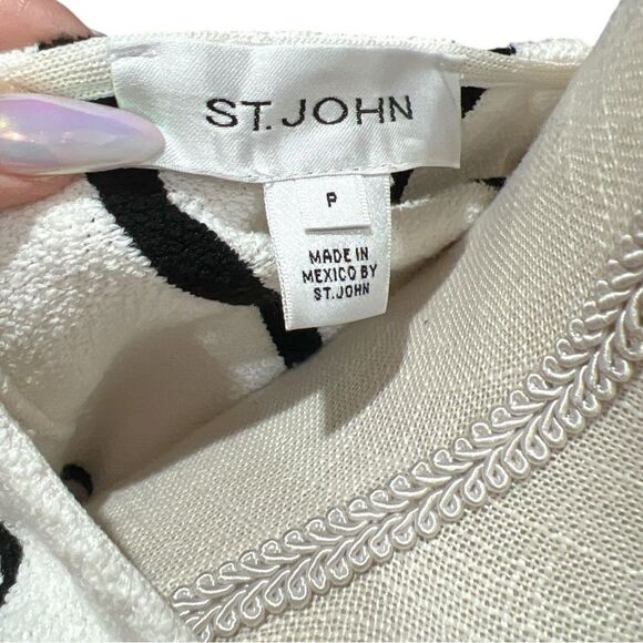 St. John Summer Knitted Stripped Sheath Dress Sz P Retail $998 - Picture 2 of 7